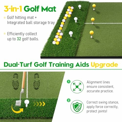 KJSUE Golf Mat with Ball Tray