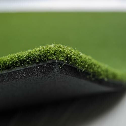 Close-up of artificial turf with layered structure