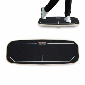Person using a rectangular balance board.