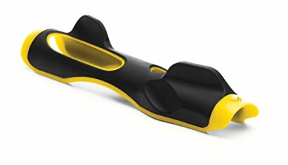 Black and yellow knife sharpener with ergonomic design