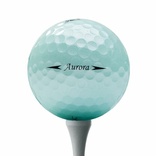 A blue golf ball on a tee.