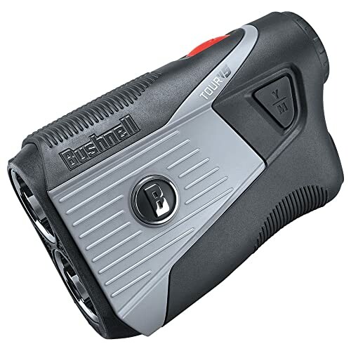 Bushnell Tour V laser rangefinder with black and silver design.