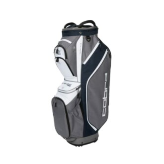 Gray and white Cobra golf bag