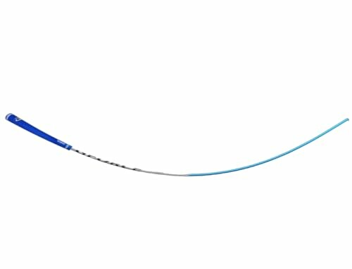 Curved blue baseball bat on white background