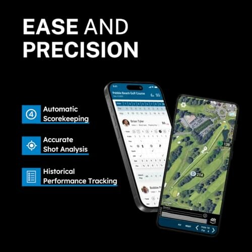 Golf app features automatic scorekeeping, accurate shot analysis, and historical performance tracking.