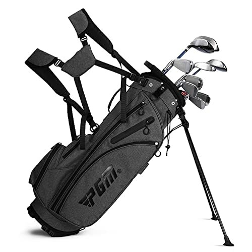 Golf bag with clubs on a stand