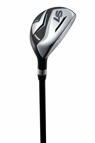 Golf club hybrid with black and silver design.