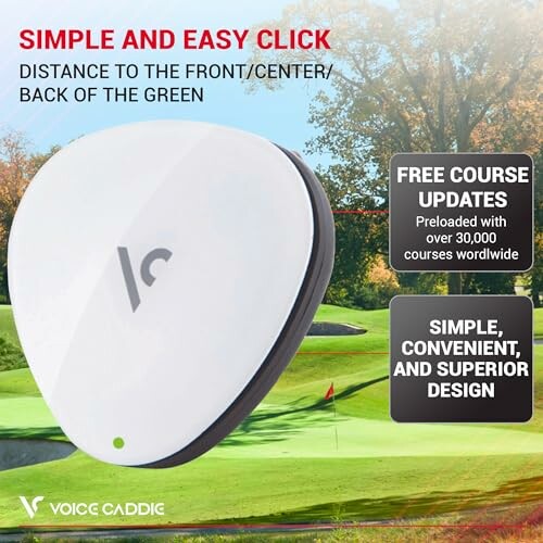 Golf GPS device with course update features on a green.