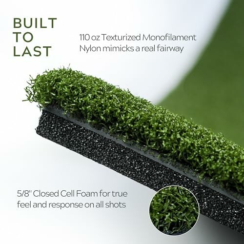 Textured monofilament nylon golf mat with foam backing