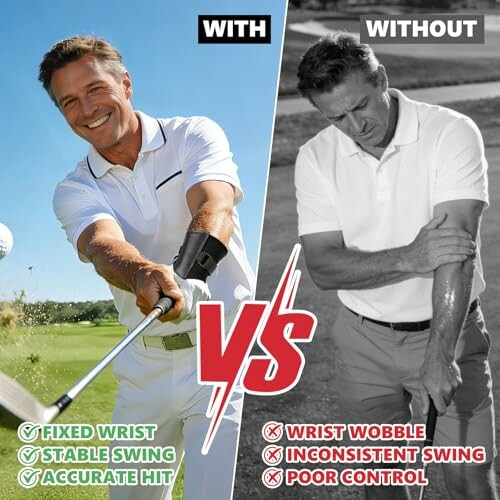 Comparison of golf swing with and without wrist support.