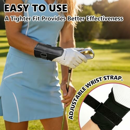 Golfer wearing wrist support while holding a club