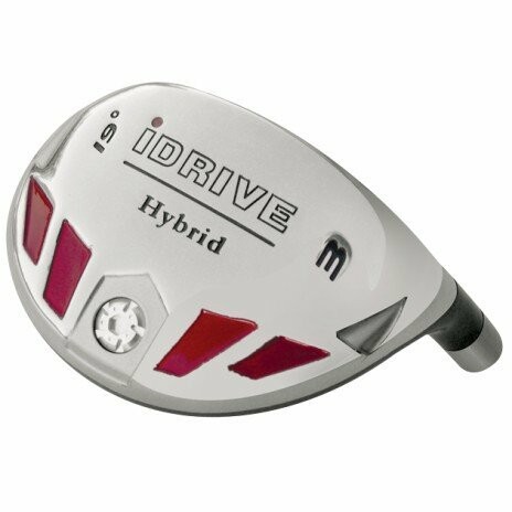 iDrive hybrid golf club head with red accents.