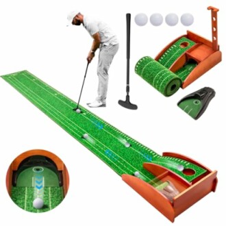 Golf Putting Mat with Auto Ball Return