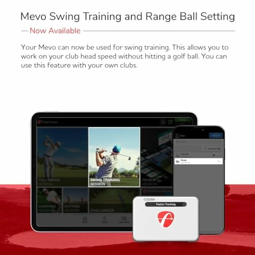 Mevo swing training and range ball setting on tablet and phone