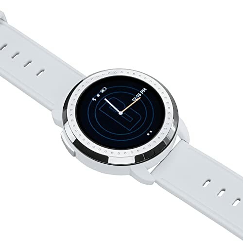 Modern smartwatch with white band displaying time