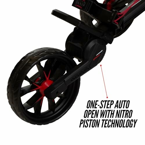 Stroller wheel with one-step auto open and Nitro Piston technology