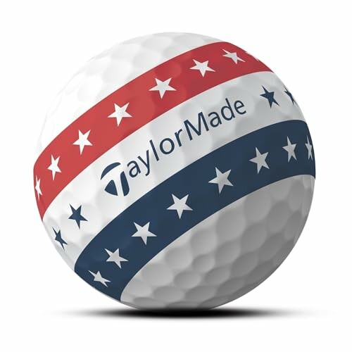 TaylorMade golf ball with red, white, and blue star design.