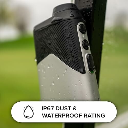 Waterproof device with IP67 rating hanging outdoors.